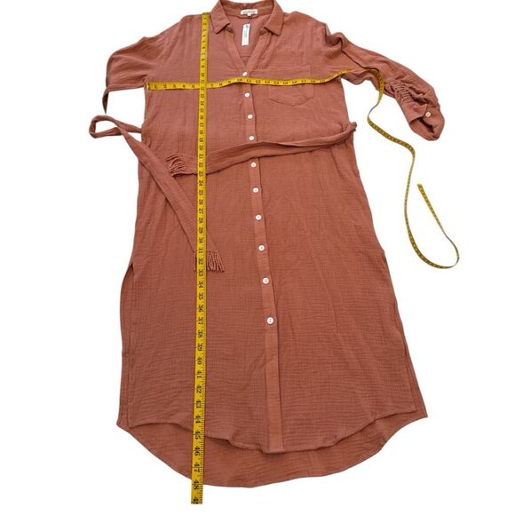Heartloom Women's Button Front Gauzy Belted Isadora Shirt Dress Clay Medium NWT - Picture 8 of 11
